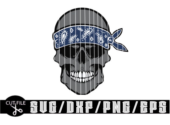 Gangster Skull With Blue Bandana / Layered Digital Downloads for