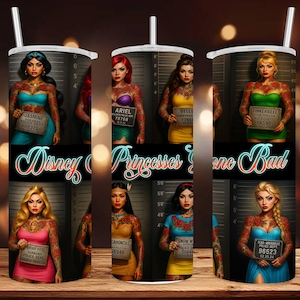 20 oz Skinny Tumbler Wrap • Princesses Gone Bad Characters • Digital Art/ Ai Image • Sublimation Design • PNG File