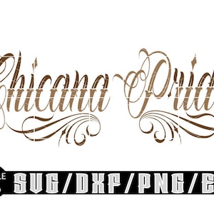 Chicana Pride Half Tone Script Writing/ Layered Digital Downloads for Cricut, Silhouette Etc.. Svg| Eps| Dxf| Png| Files