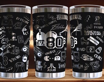 I Love The 80's • Laser Engraved Full Wrap Design For 20 oz & 30 oz Tumbler, SVG Tumbler Wrap For Rotary • Digital Download!