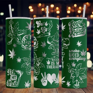20oz bekerlaserbestand • Lil Weed Guys • 20oz beker lasergravure wrap • 20oz wiet lasergegraveerde SVG • Lasergravureontwerp