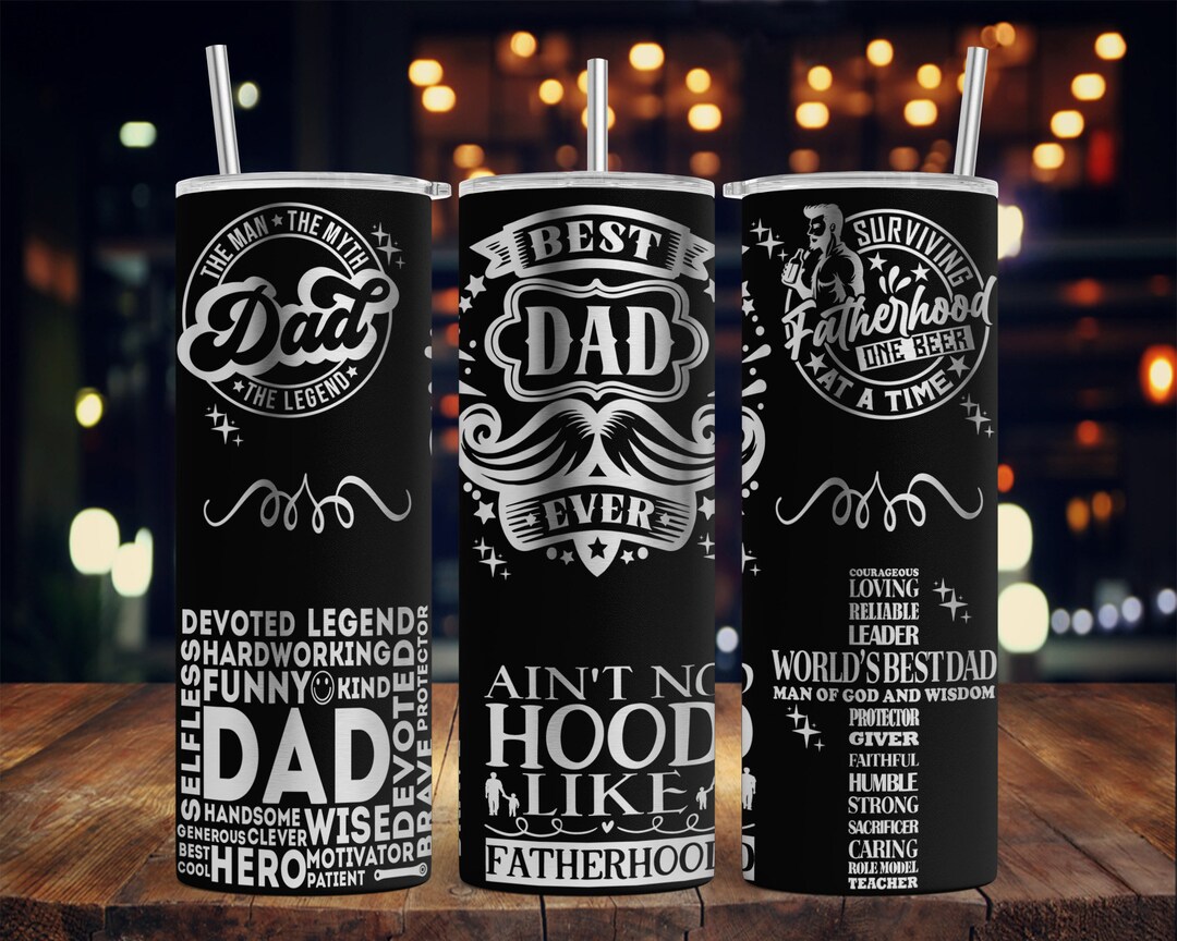 Father's Day • 20oz Laser Engraved Tumbler Wrap • Best Dad Ever • 20oz ...