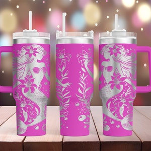 40oz Laser Engraved &quot;Mermaids&quot; Tumbler Wrap  • 40oz Tumbler Laser File SVG Design • Digital Download Only!