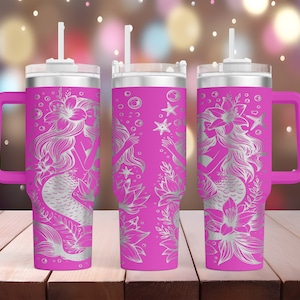 40oz Laser Engraved &quot;Mermaids&quot; Tumbler Wrap  • 40oz Tumbler Laser File SVG Design • Digital Download Only!