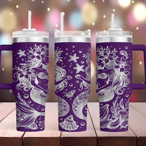 40oz Laser Engraved &quot;Mermaids&quot; Tumbler Wrap  • 40 oz Tumbler Laser File SVG Design • Digital Download Only!