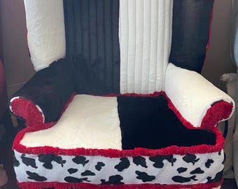 Custom Cruella DeVil inspired wingback chair