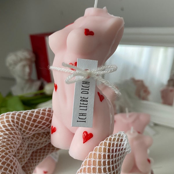 Valentines Body Candle hearts | Torso candle pink with hearts and desired text