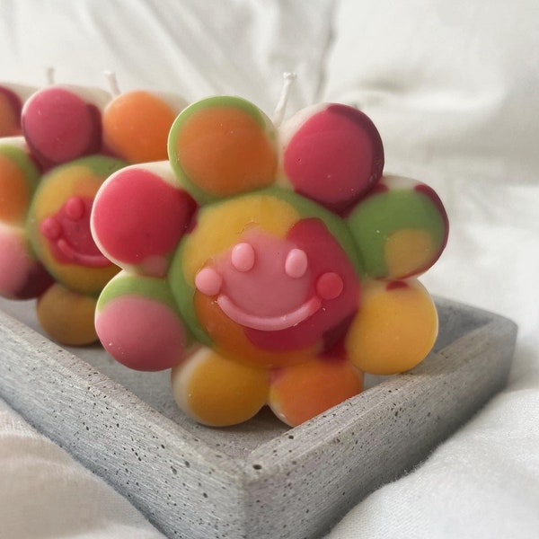 Flower Candle | Smiley Face colorful Dots | bunte Blumenwiese