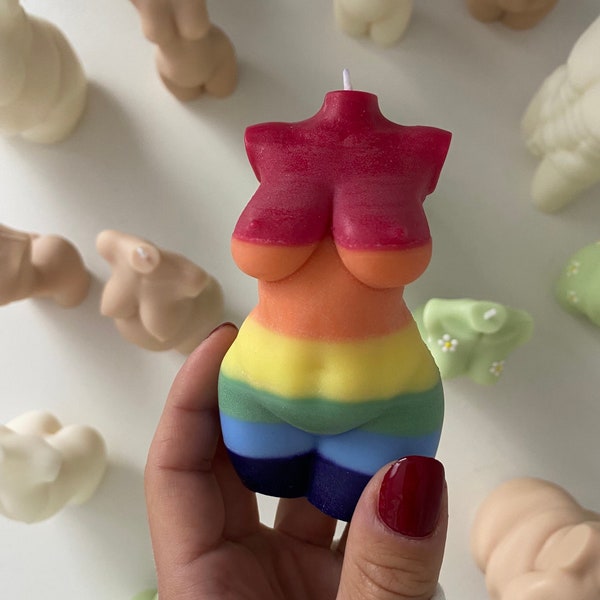 Bodycandle Rainbow Pride Flag | Torsokerze mit Regenbogen LGBTQ+ Flagge