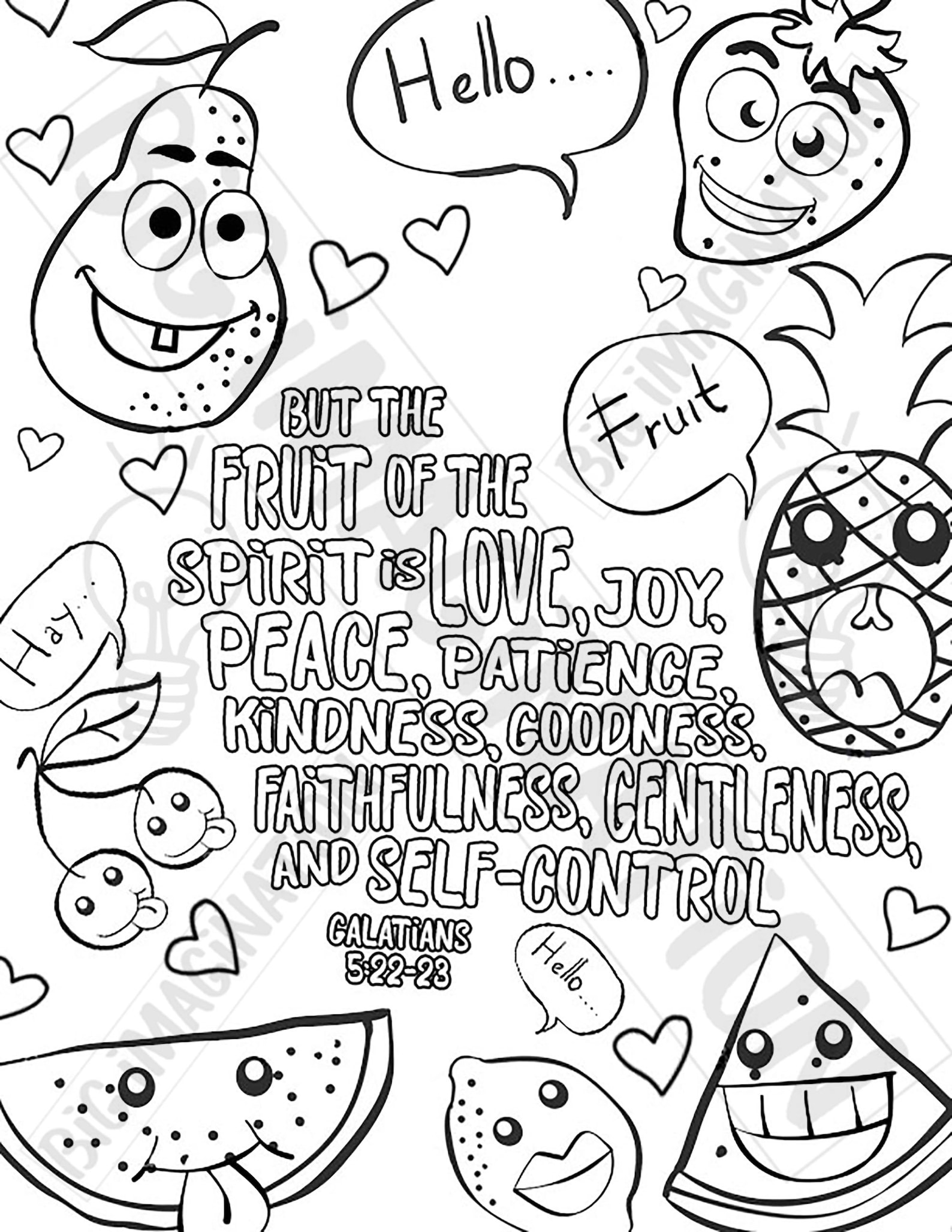 Fruit of the Spirit Coloring Page from Etsy