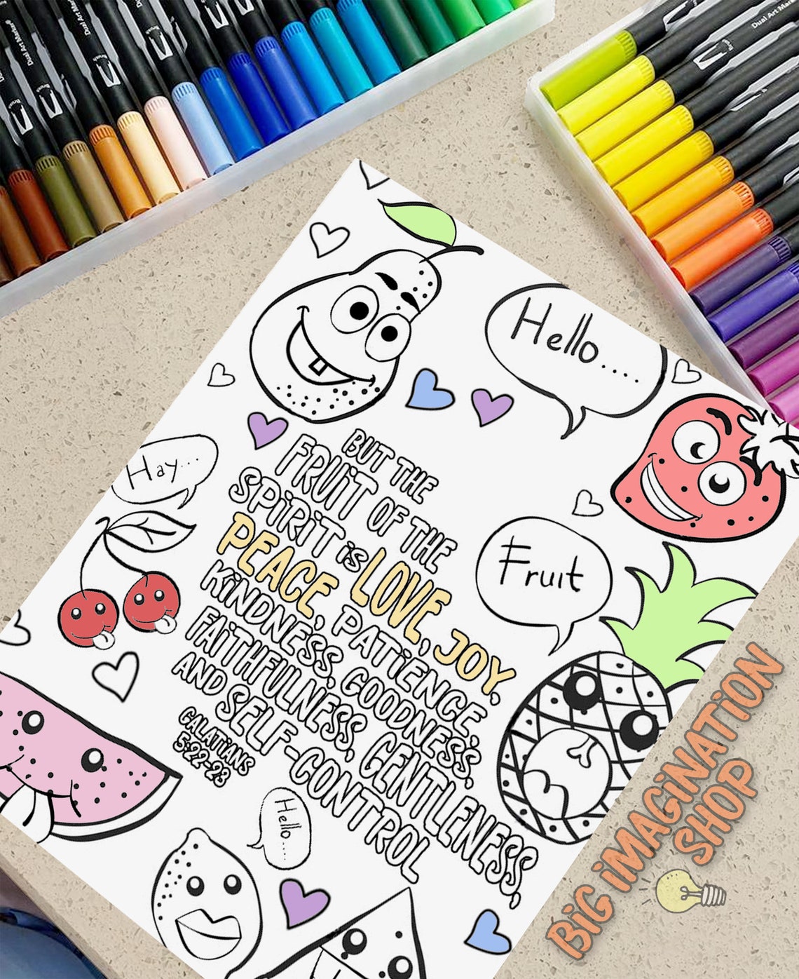 Fruit of the Spirit Coloring Page - Etsy