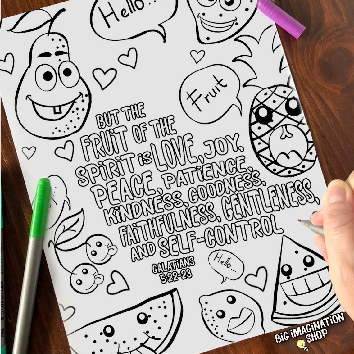 Fruit of the Spirit Coloring Page - Etsy