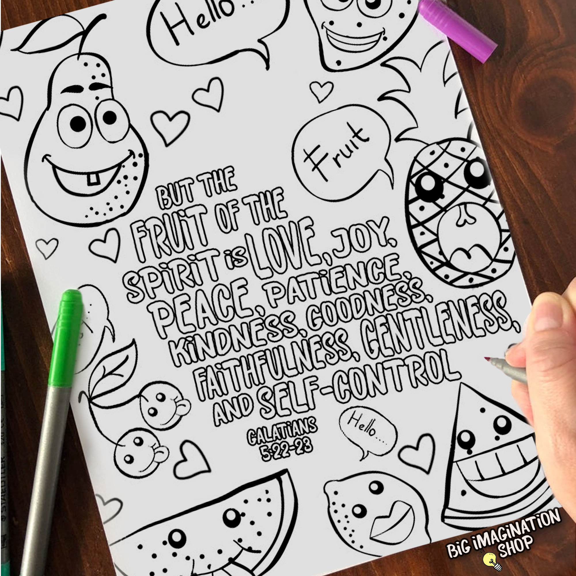 Fruit of the Spirit Coloring Page - Etsy