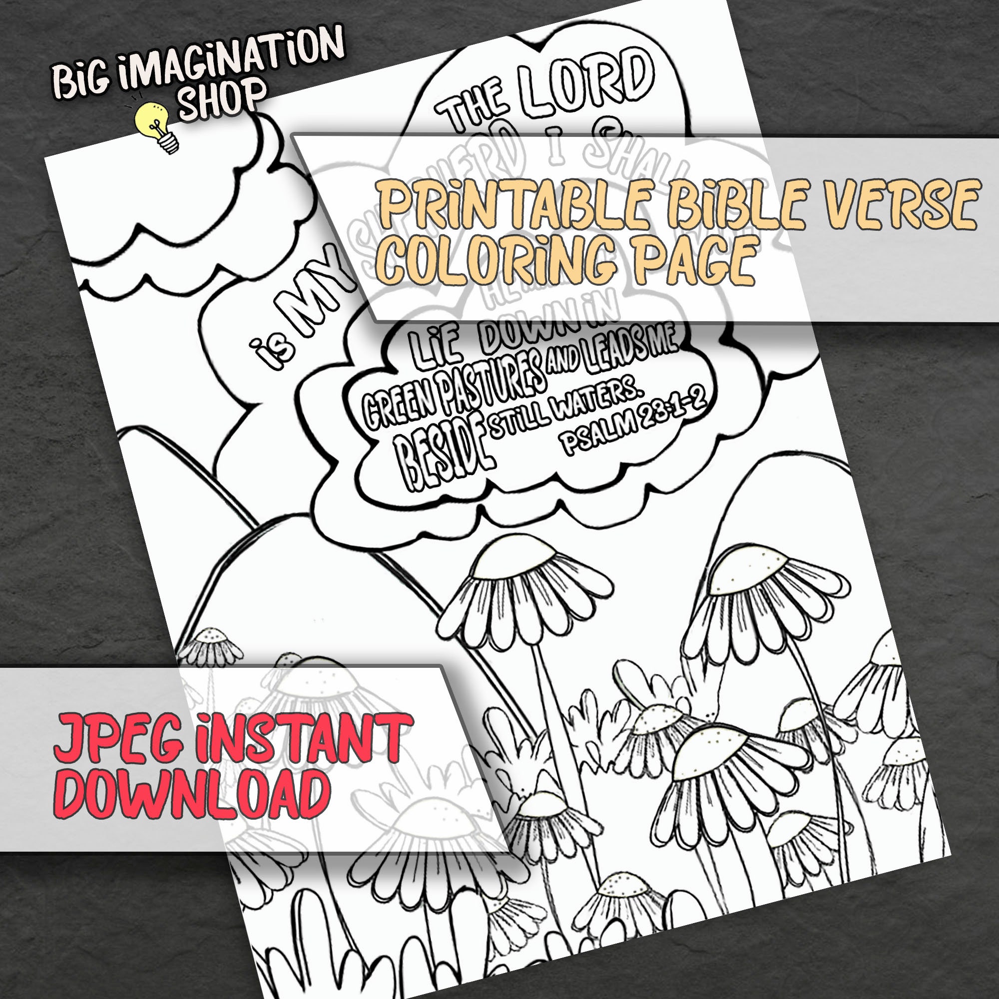 Lord is My Shepherd Coloring Page Psalm 23:1-2 - Etsy