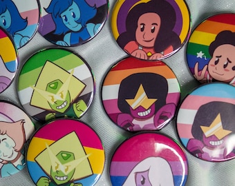 Steven Universe 37mm badges _ Steven, Pearl, Amethyst, Garnet, Lapis, Peridot, Stevonnie