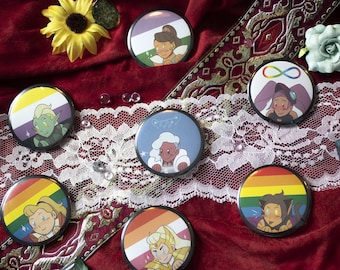 Pride She-Ra 50mm buttons _ Adora, Catra, Bow, Glimmer, Double-Trouble, Entrapta, Perfuma, Scorpia, Mermista, Mara, Sea hawk, Netossa,...