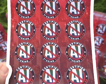 Sticker sheet "Certified AI slop" (12 stickers) Family friendly or agressive one