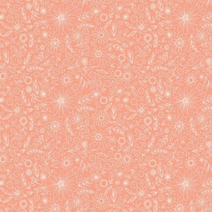SALE - Homemade - Outlined Flowers Coral