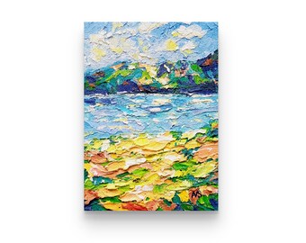 Diamond Valley Lake Hemet Oil Painting California Poppy Art Original Wall Art Impasto Painting Small Oil Painting 7x5 inches