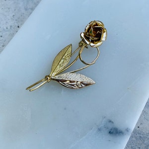 Vintage Rose Stem Brooch Small
