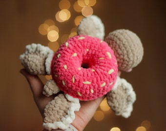 Turtle crochet pattern amigurumi donut kawaii plushies toy