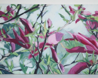 Original acrylic painting spring flowers acrylic on canvas 60 x 40 cm