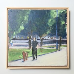 Original painting acrylic on canvas city scene 30 x 30 cm
