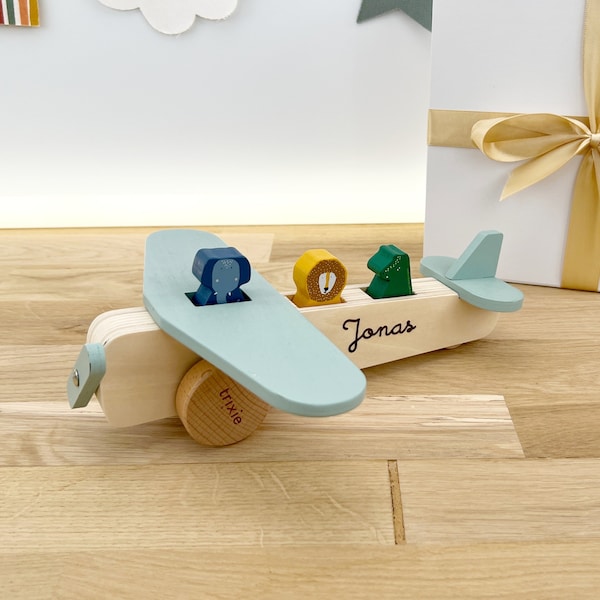 REGALO DE NAVIDAD para niños: avión/coche de madera con nombre individualmente o en set con caja de regalo