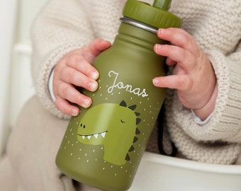 Children's drinking bottle with name personalized made of stainless steel Dino / kindergarten bottle / daycare / school / school enrollment / children's gift