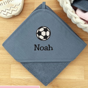Hooded towel football personalized with name / 75 x 75 cm / 100 x 100 cm / baby gift / baby towel / children&#39;s gift / gift for boy