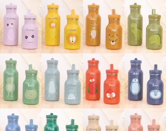 Kinder Trinkflasche personalisiert mit Namen | Trinkflasche | Edelstahl | Trixi Flasche | Kindergarten | Kindergeschenk | Groß | Klein