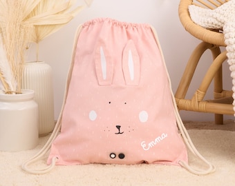 KINDERTURNBEUTEL MIT NAMEN personalisiert / Turnbeutel / Turntasche / Trixie Turnbeutel für Kinder Hase / Polarbär / Fuchs / Affe