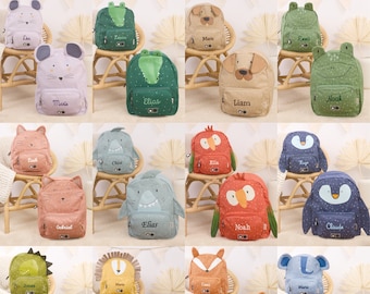 Kinderrucksack personalisiert mit Namen BESTICKT | Klein | Groß | Kita Rucksack | Kindergarten | Trixie Rucksack | 15 Tiermotive | ab 2 J.