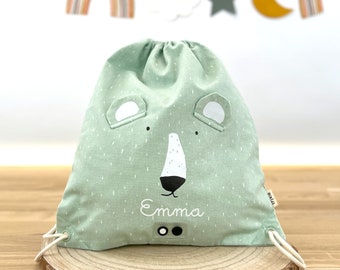 SAC DE GYM POUR ENFANTS AVEC NOM PERSONNALISÉ / Sac de gym / Sac de gym / Sac de gym Trixie pour enfants Ours polaire / Lapin / Renard / Singe