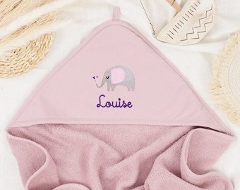 Baby and children's hooded towel for boys and girls embroidered with name personalized / 75 x 75 cm/100 x 100 cm / animals / rainbow