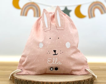 CHILDREN'S GYM BAG WITH NAME PERSONALIZED / Gym Bag / Gym Bag / Trixie Gym Bag for Kids Rabbit / Polar Bear / Fox / Monkey