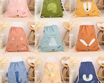 Sac de sport pour enfants personnalisé avec nom BRODÉ | Sac de sport | Sac de sport | Sac de sport Trixie pour enfants | Garderie | 10 motifs d'animaux