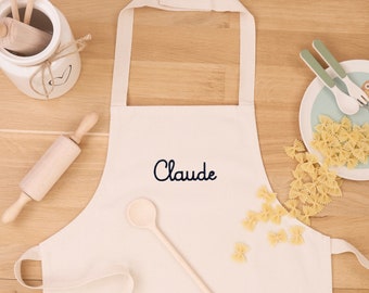 Children's apron embroidered/personalized with name for baking/cooking made of trade cotton for girls and boys/children's gift