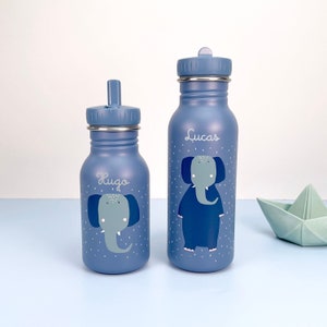 CHILDREN'S WATER BOTTLE with NAMES made of stainless steel / ELEPHANT / Trixie / Nursery bottle / Water bottle / 350ml / 500ml