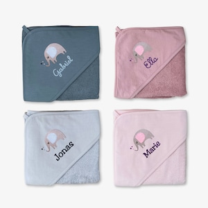 Hooded towel elephants personalized with name / 75 x 75 cm / 100 x 100 cm / baby gift / baby towel / children&#39;s gift