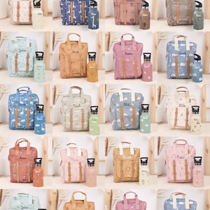 Ensemble sac à dos pour enfants avec gourde | personnalisé | avec nom | Sac à dos pour enfants | Gourde pour enfants | Sac à dos maternelle | Fresque