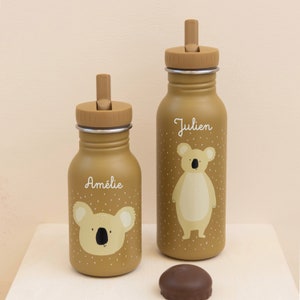 KINDERGARTENFLASCHE MIT NAMEN personalisiert aus Edelstahl / Koala / Kiga-Flasche / Trixie / Mädchen / Junge / Schule / Geschenk Kind Koala