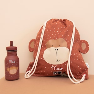 KINDERTURNBEUTEL MIT NAMEN personalisiert / Turnbeutel / Turntasche / Trixie Turnbeutel für Kinder Hase / Polarbär / Fuchs / Affe Bild 1