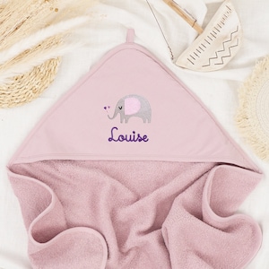 Baby and children&#39;s hooded towel for boys and girls embroidered with name personalized / 75 x 75 cm/100 x 100 cm / Animals / Rainbow