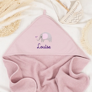 Baby and children's hooded towel for boys and girls embroidered with name personalized / 75 x 75 cm/100 x 100 cm / animals / rainbow image 1