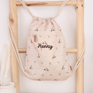 Sac de sport pour enfants personnalisé avec nom | Sac de sport pour la maternelle | avec nom | Sac de sport pour enfants | école | Kiga | Sac de sport | Fresque