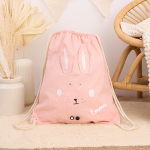 KINDERTURNBEUTEL MIT NAMEN personalisiert / Turnbeutel / Turntasche / Trixie Turnbeutel für Kinder Hase / Polarbär / Fuchs / Affe