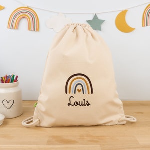 Sac de gym bio nature personnalisé avec nom