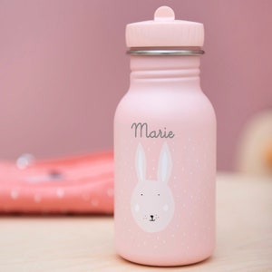 Children's drinking bottle with name personalized made of stainless steel rabbit / kindergarten bottle / kindergarten / school / school / children's gift