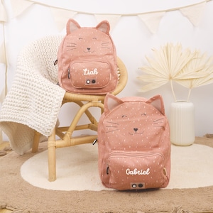 Sac à dos pour enfant personnalisé avec nom | Petit | Grand | sac à dos de garderie | Sac à dos Trixie | Maternelle | motifs animaux | chat | à partir de 2 ans